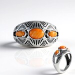 Anello in argento con Conchiglia di Ostrica Spinosa Arancione (Desert Chic)