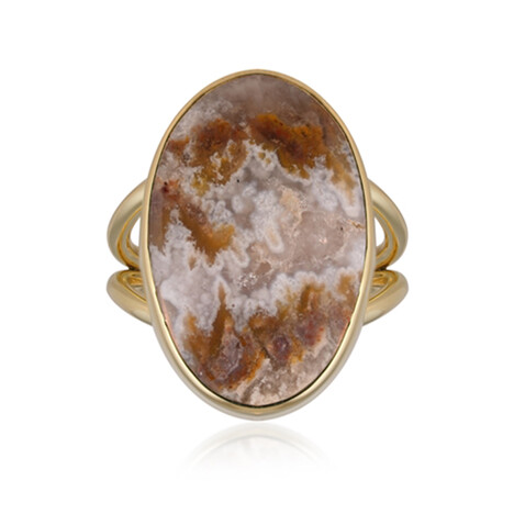 Zilveren ring met een Druzische Agaat (Bali Barong)