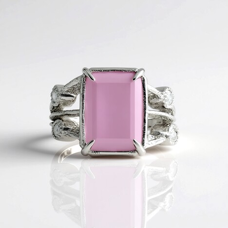 Anello in argento con Calcedonio Lavanda