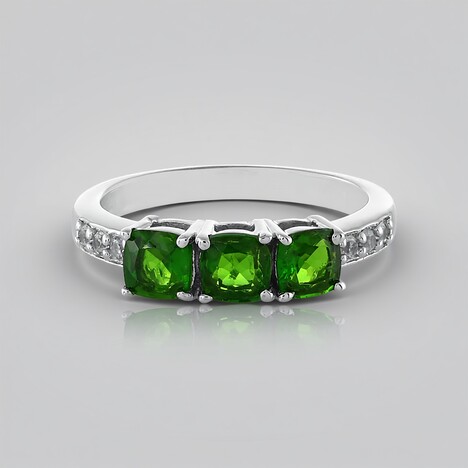 Anello in argento con Diopside Russo