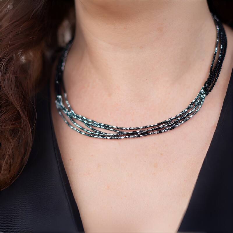 Edelstein-Silberhalskette (Riya)