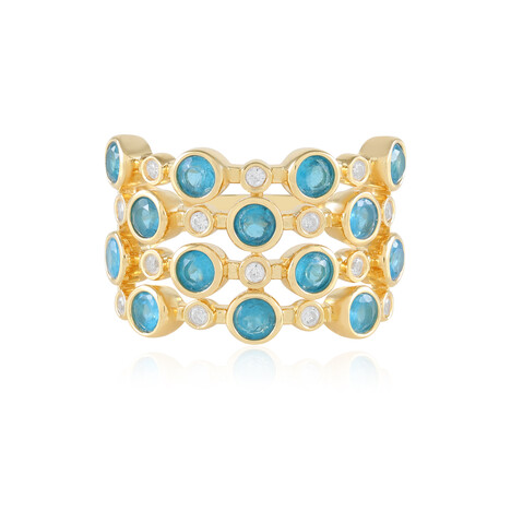 Bague en argent et Apatite bleu néon