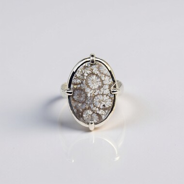 Anillo en plata con Piedra petoskey