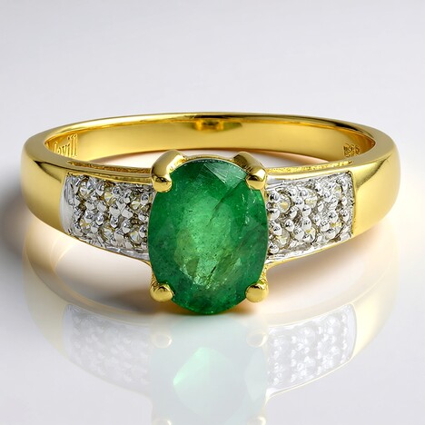 Anello placcato in oro con Smeraldo Bahia