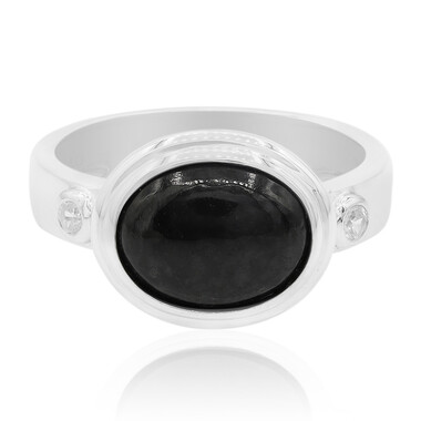 Anello in argento con Giadeite Nera (Annette)