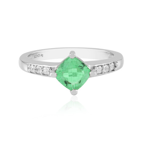 Zilveren ring met een smaragdgroene kwarts