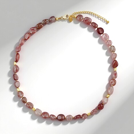 Collana in argento con Quarzo Fragola
