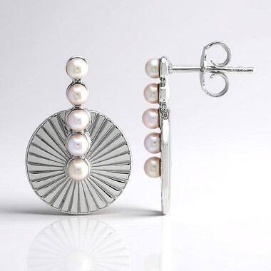 Silver Freshwater Pearl Silver Earrings (MONOSONO COLLECTION)
