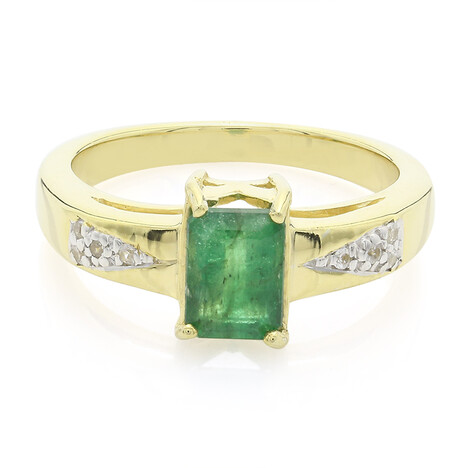 Anello placcato in oro con Smeraldo Bahia