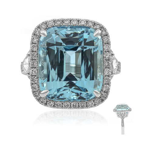 Gouden ring met een AAA Braziliaanse Aquamarijn (AMAYANI)