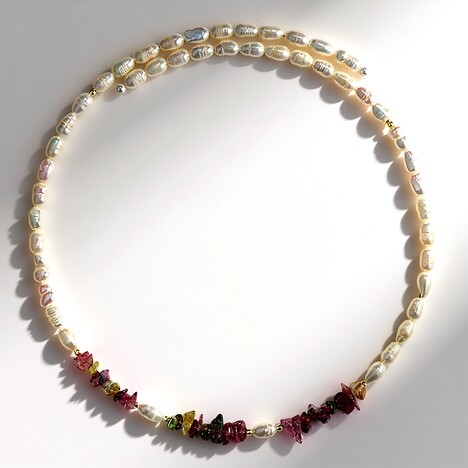 Collana rigida in acciaio con Tormalina (Riya)