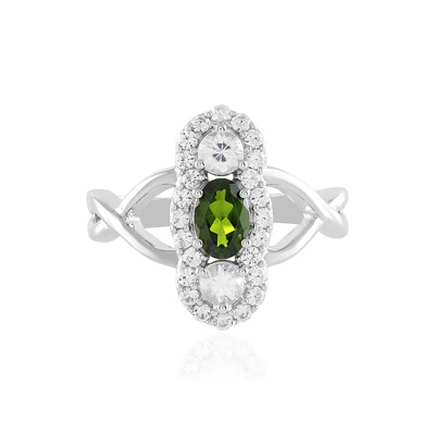 Anello in argento con Diopside Russo