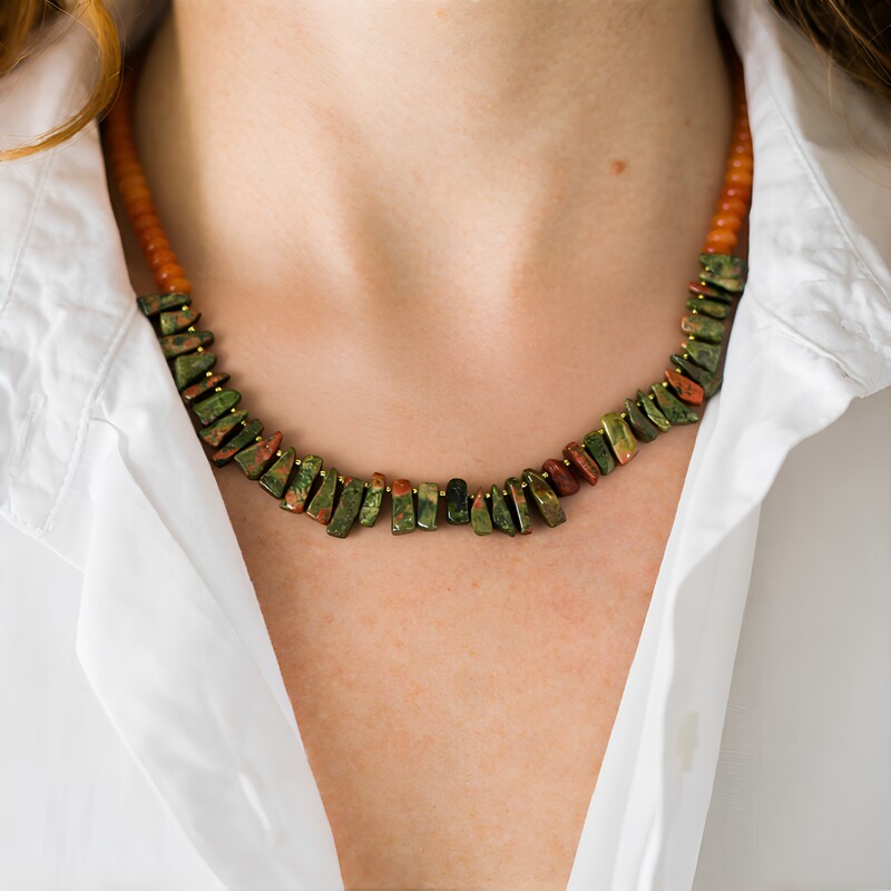 Collar en plata con Unakita (Riya)