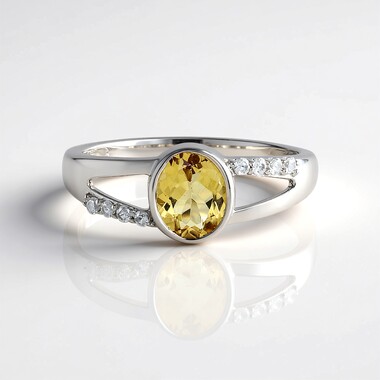 Bague en argent et Béryl jaune