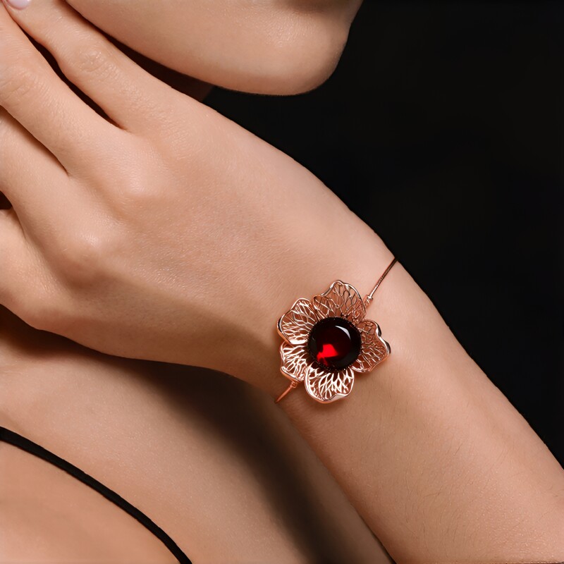 Baltischer Kirsch-Bernstein-Silberarmband (dagen)