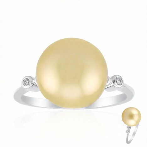 Anillo en oro con Perla dorada del Mar del Sur Kabira  (TPC)