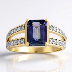 Anello in oro con Tanzanite Viola Non Riscaldata