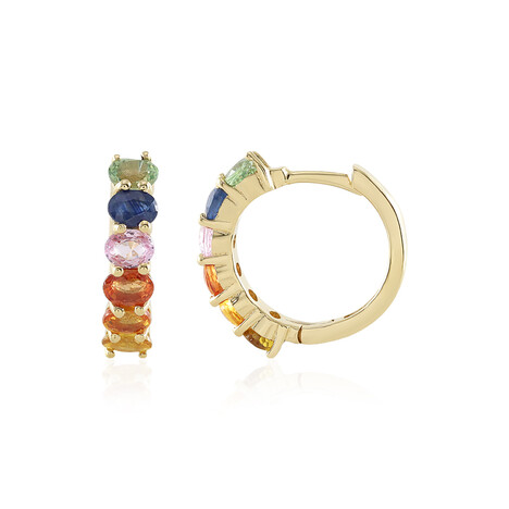 Zilveren oorbellen met roze saffieren