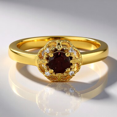 Anillo en plata con Zircón frambuesa