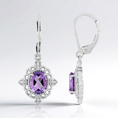 Orecchini in argento con Ametista Rose de France