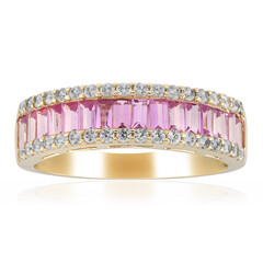 Gouden ring met Ceylon roze saffieren
