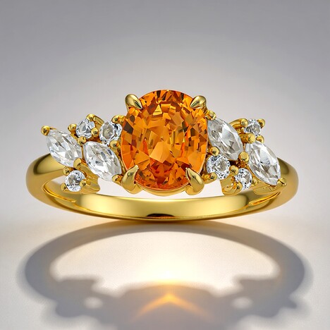 Anello in oro con Zaffiro Arancione Ban Ka Cha