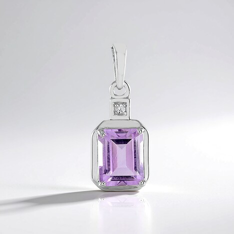 Pendentif en argent et Améthyste Rose de France