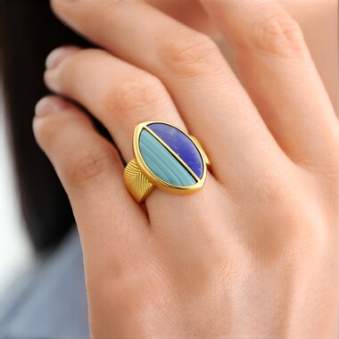 Bague en argent et Malachite