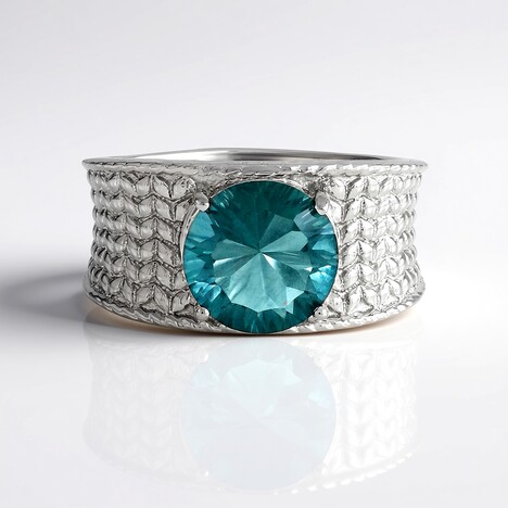 Bague en argent et Fluorite bleu pétrole