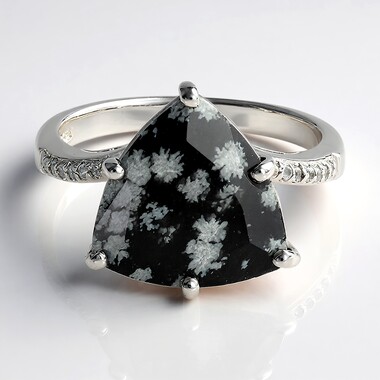Snowflake Obsidian Silver Ring