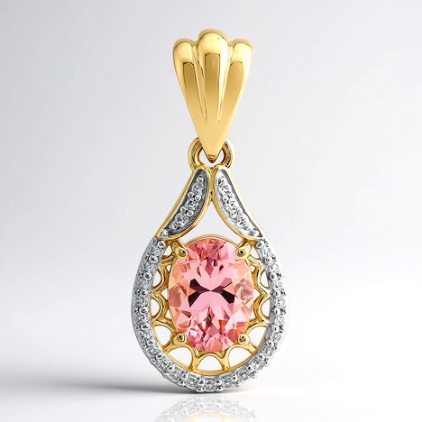 Pendentif en or et Tourmaline rose de Californie