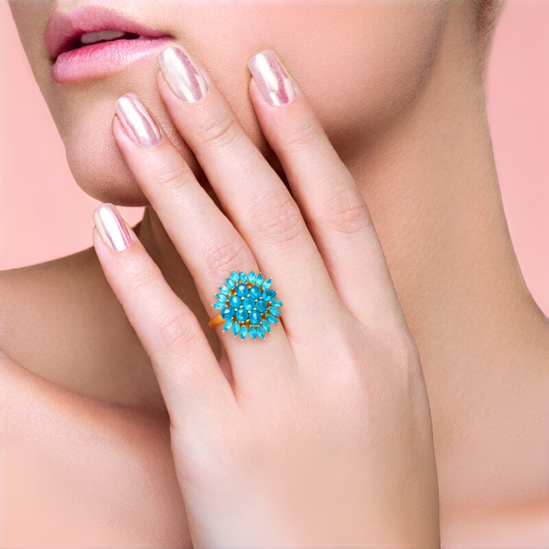 Anillo en plata con Apatita azul neón