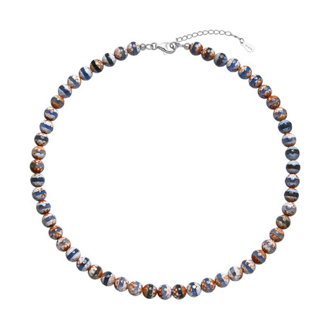 Zilveren halsketting met Mongolische Agaten