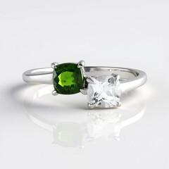 Anello in argento con Diopside Russo