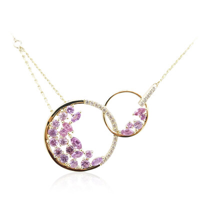 Nicht erhitzter Purpurfarbener Ceylon-Saphir-Goldcollier