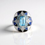 Anello in argento con Topazio Blu Svizzero (Adela Silber)