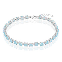 Brazalete en plata con Cuarzo azul pastel