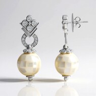 Mother of Pearl Mosaic Silver Earrings (Dallas Prince Designs)