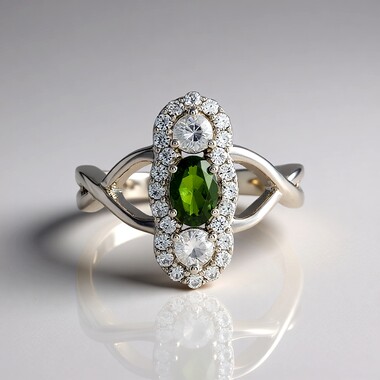 Anello in argento con Diopside Russo