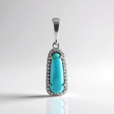 Pendentif en argent et Turquoise bleue de Mohavie