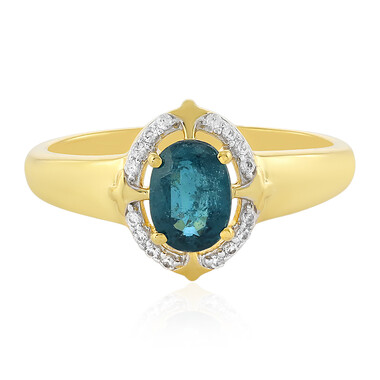 Anello in argento con Cianite Blu Foglia di Tè