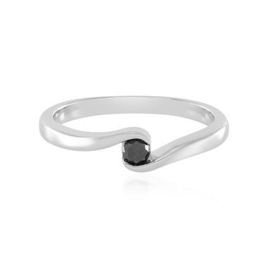 Schwarzer Brillant-Silberring
