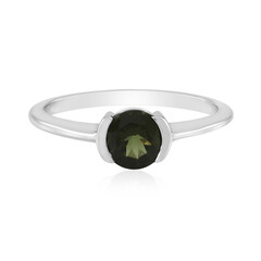 Zilveren ring met een moldaviet