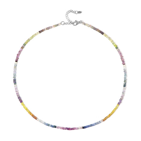 Zilveren halsketting met saffieren