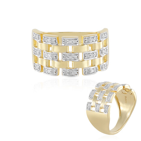 I3 (J) Diamond Silver Ring