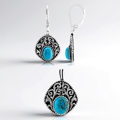 Parure in argento con Turchese Kingman Mohave Blu (Jones Lee)