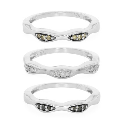 Zilveren ring met zwarte diamanten