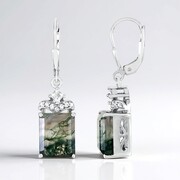 Pendientes en plata con Ágata de musgo