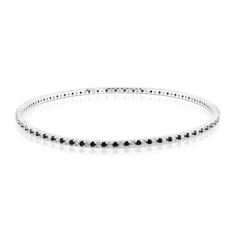 Black Spinel Silver Bangle