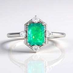Anello in argento con Opale Verde dell'Etiopia